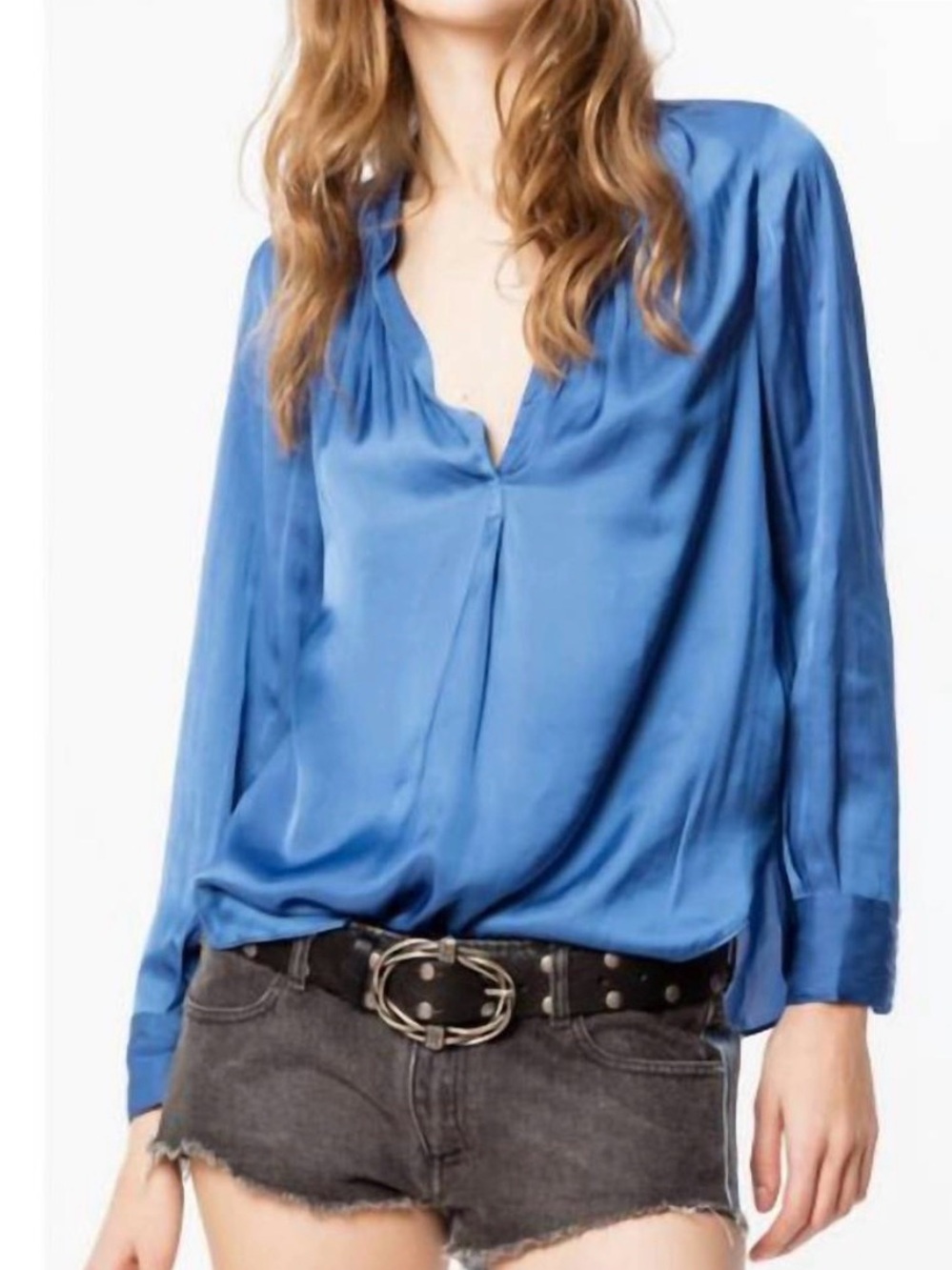 ZADIG & VOLTAIRE tink satin blouse in blue Size Medium